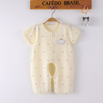 婴儿连体衣夏季纯棉薄款宝宝短袖哈衣新生儿衣服空调服爬服睡衣夏