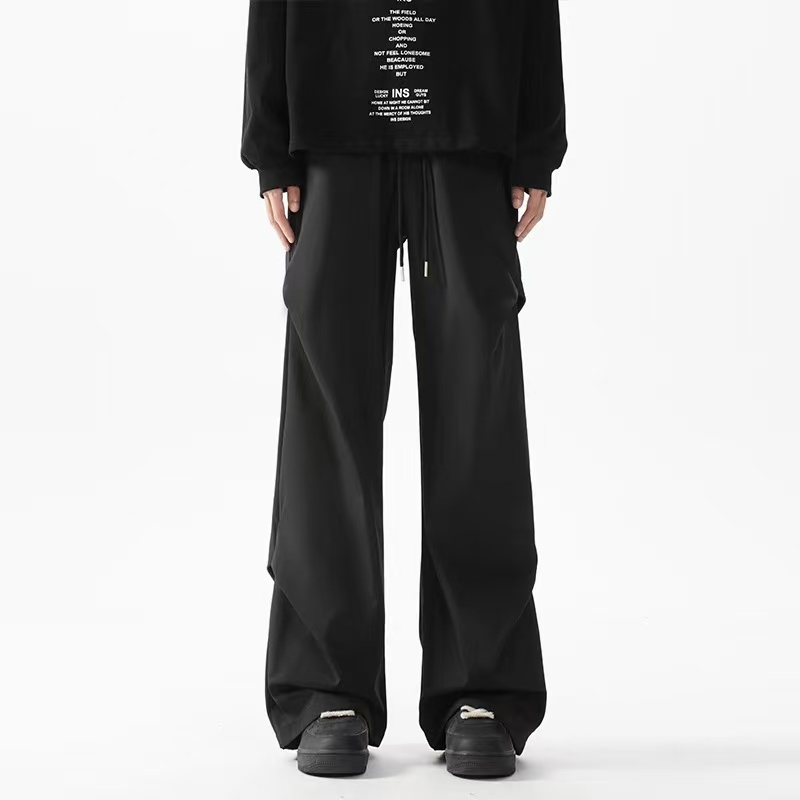 美式机能风裤子2025新款夏季百搭防水直筒垂感黑色冲锋裤男女同款