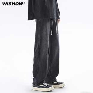 VIISHOW水洗牛仔裤男夏季新款宽松百搭直筒潮牌cleanfit阔腿裤子
