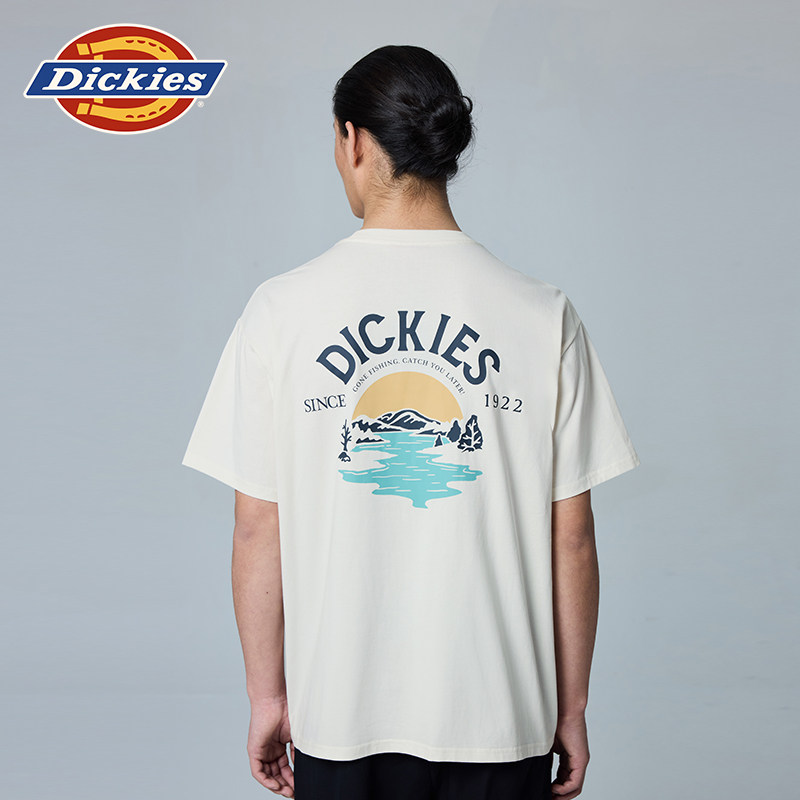 Dickies帝酷适26春夏新款前胸小LOGO背后日出图案印花宽松短袖T恤