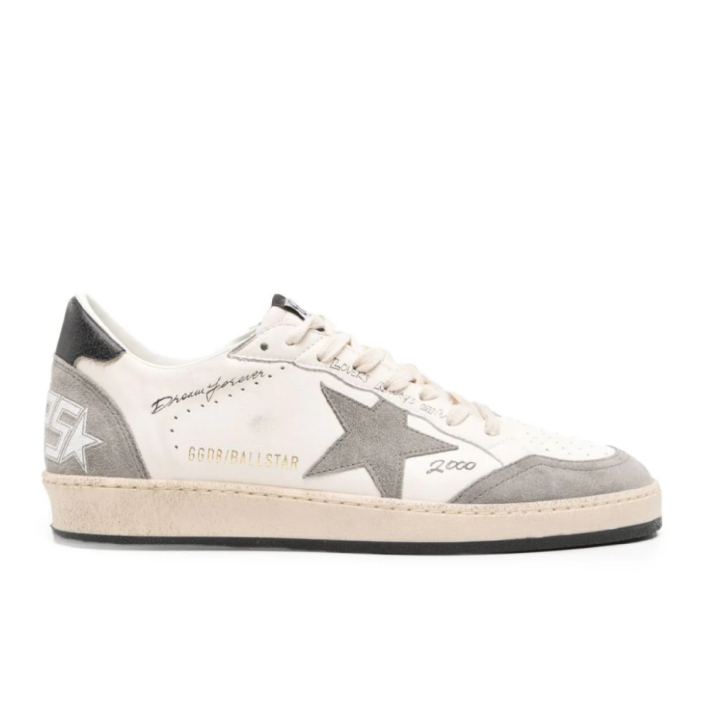 订制小脏鞋脏脏鞋做旧板鞋 白色灰星黑尾系带 牛皮男鞋女鞋情侣款