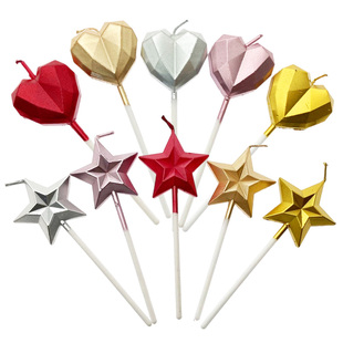 钻石爱心星星蜡烛 五角星心形生日蛋糕装饰插件520情人节女神婚礼