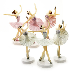 粉色芭蕾女孩烘焙摆件 舞蹈家生日蛋糕装饰公仔 少女心甜品台布置