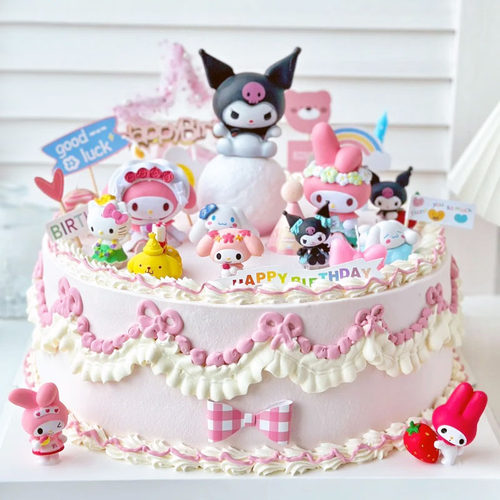 卡通猫咪库洛美乐儿童女孩生日蛋糕装饰摆件公仔网红烘焙装扮配件