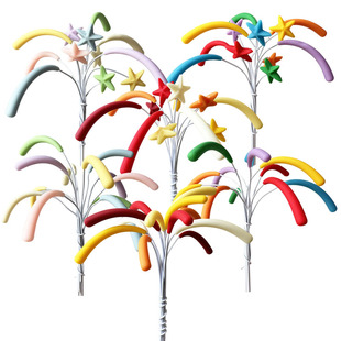 软胶火花儿童生日蛋糕装饰插件新年彩色礼花卡通主题烘焙装扮配件