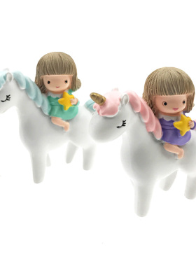 独角兽女孩烘焙摆件 小白马妹妹生日蛋糕装饰 派对甜品台布置 D88