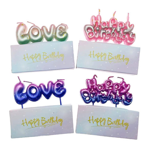 渐变色银河星空LOVE情人节婚礼蛋糕装饰 happy birthday 生日蜡烛