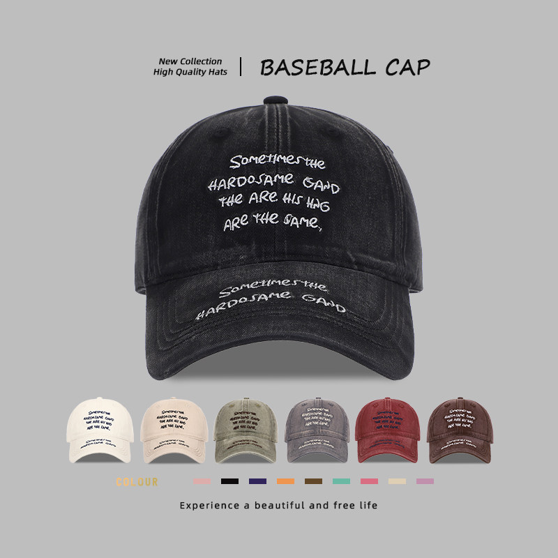 日系复古刺绣字母牛仔棒球帽子女韩版宽檐显脸小遮阳防晒鸭舌帽男,服饰配件/皮带/帽子/围巾,帽子,淘宝优惠券,粉丝福利购,淘宝优惠卷