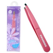 台湾Cosmos钻技不锈钢修眉夹粉色斜口眉毛小镊子眉钳眉拔假睫毛夹