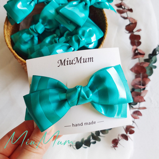 MiuMum kids独家只此青绿儿童发夹蝴蝶结头饰宝宝边夹头花顶夹diy