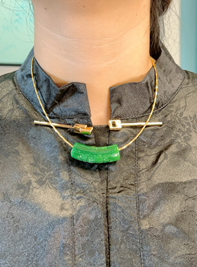 寻她古风马来玉竹节路复古项链项圈中国风配饰气质天然玉石国风