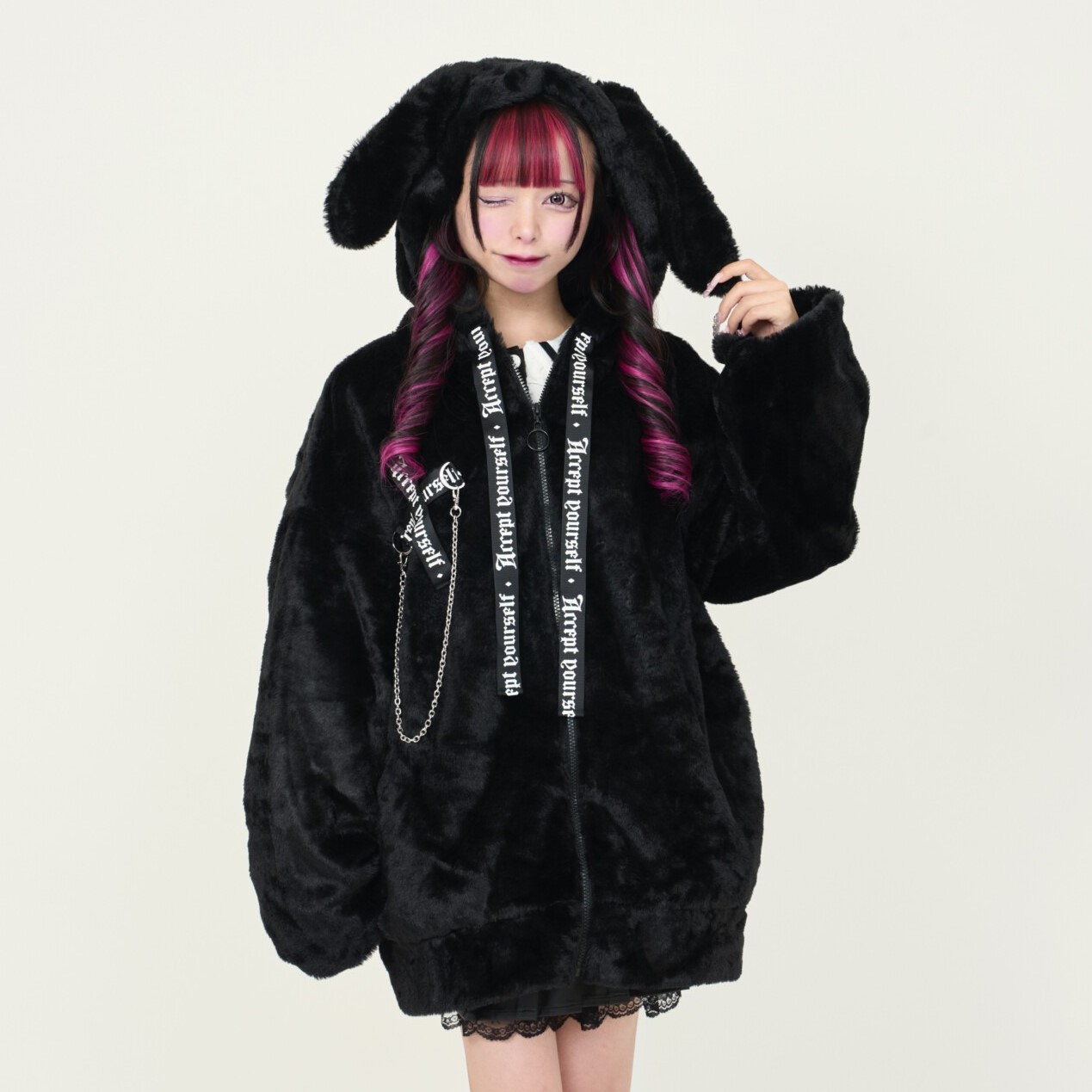 日单亚文化秋冬甜酷仿兔毛外套