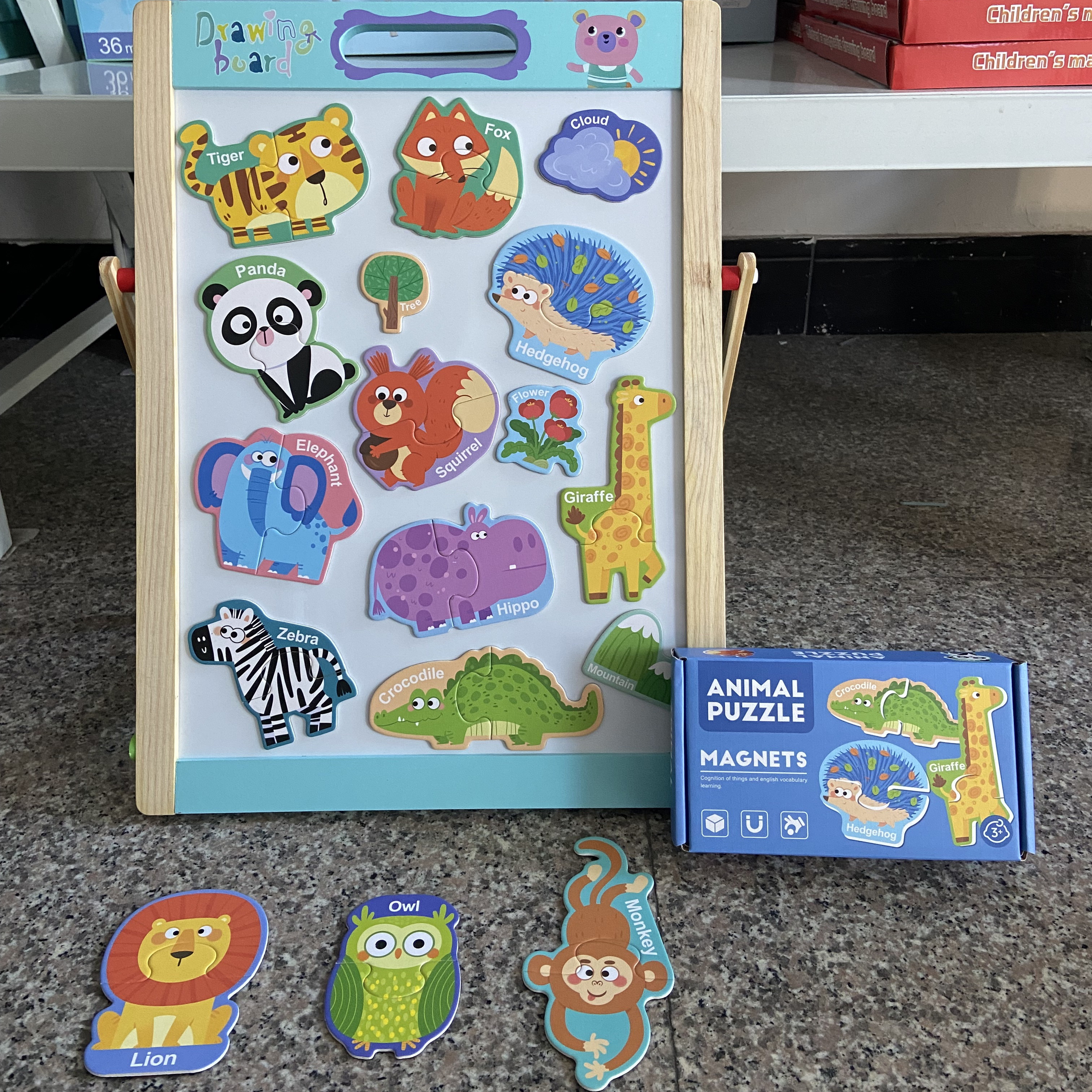 宝宝大块配对拼图磁性黑板贴动物交通磁力贴字母数字早教益智玩具