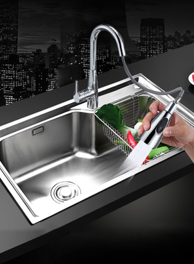 九牧水槽304不锈钢单槽套餐加厚厨房洗碗水池家用洗菜盆台下06119