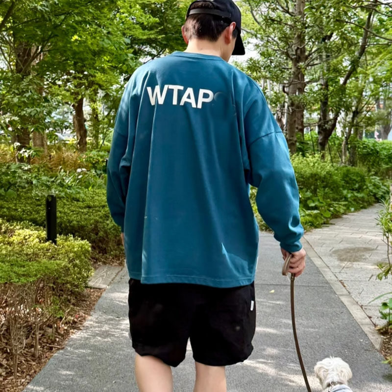 涩谷制原创品牌THoracle春夏胸口刺绣印花圆领蝙蝠袖宽松长袖T恤