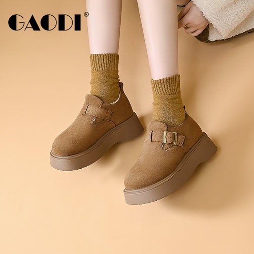 高蒂厚底懒人勃肯鞋女款冬季加绒加厚保暖棉鞋一脚蹬棉单鞋雪地靴