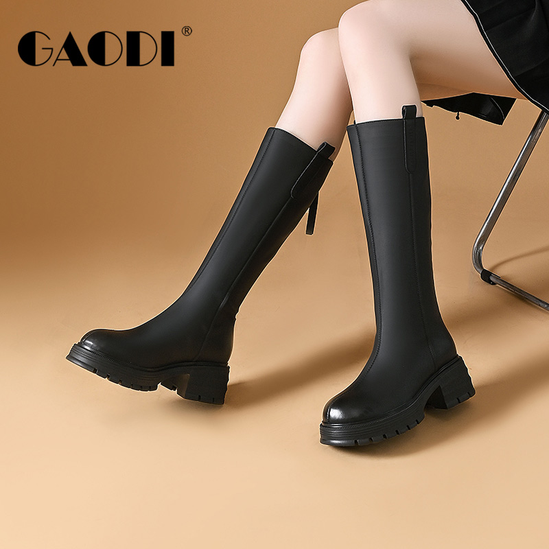 高蒂厚底长筒靴冬季不过膝长靴