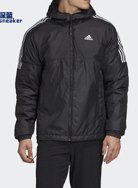 Adidas/阿迪达斯正品男子户外运动保暖防风连帽棉服 GH4601