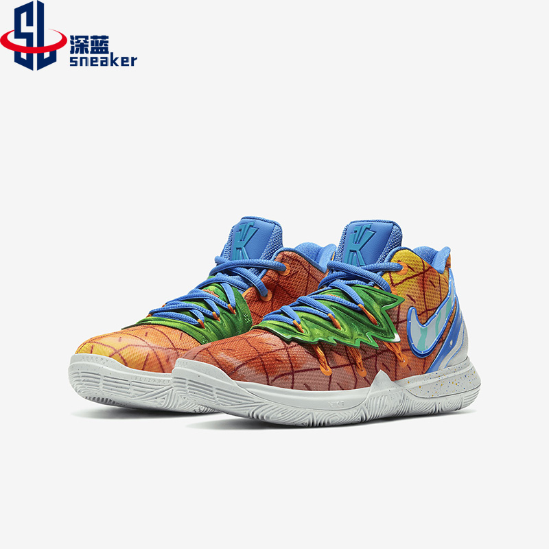 Nike/耐克正品Kyrie5 x欧文5菠萝屋海绵宝宝大童篮球鞋CJ7227-800