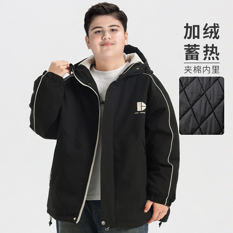 胖童男童棉衣加厚外套中大童加肥加大男孩棉服儿童青少年上衣冬装
