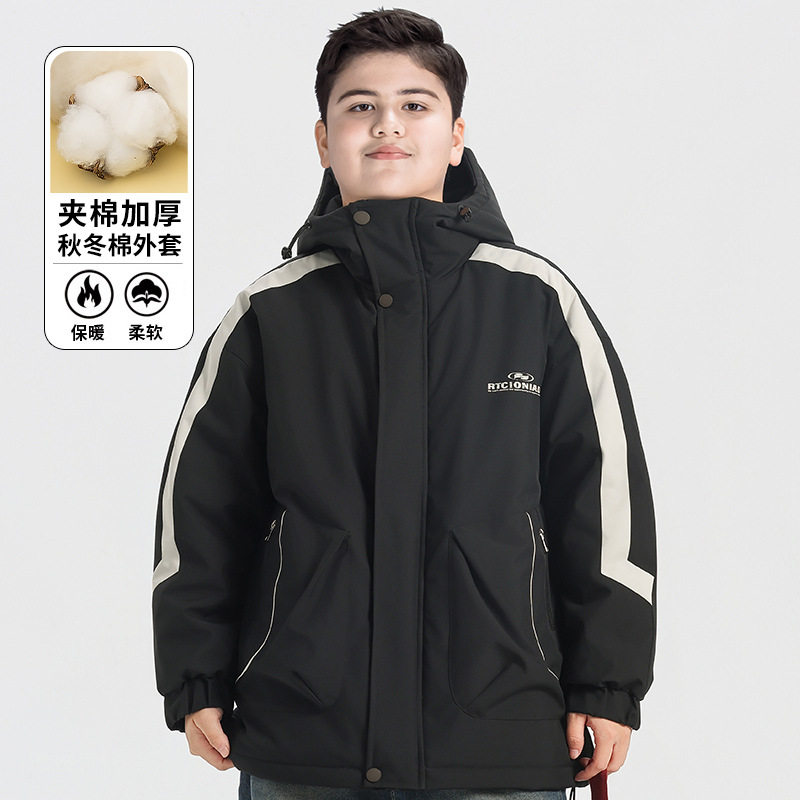 胖男童棉衣加厚青少年夹棉外套加肥加大儿童棉服中大童男孩秋冬装