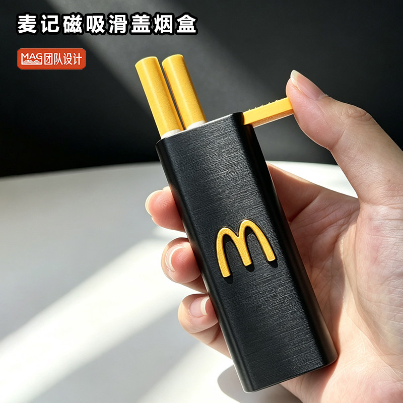 麦记磁吸滑盖烟盒黑金迷你便携图片