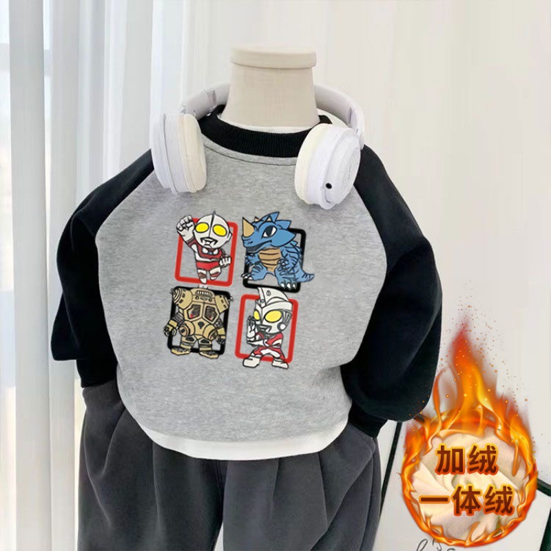 奥特曼男童一体绒卫衣2025