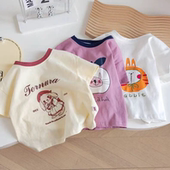 女宝宝夏季 T恤 小女孩洋气百搭圆领短袖 卡通印花上衣2025夏装 新款