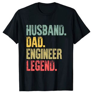 Husband Dad Engineer Legend趣味时尚字母纯棉情侣短袖T恤男女