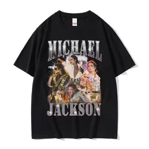 Michael Jackson迈克杰克逊短袖T恤男印花复古高街美式宽松半截袖