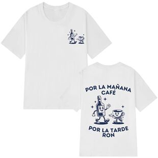 Bunny 潮牌印花趣味搞笑短袖 Café Ron夏季 T恤男女上衣 Con Bad