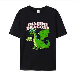 梦龙演唱会周边纯棉短袖T恤男女欧美明星潮流同款棉质宽松上衣Tee