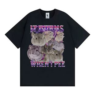 Burns 欧美可爱卡通老鼠图案印花圆领短袖 When Pee T恤男女