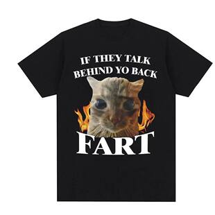 男女T恤上衣 Far欧美搞笑纯棉圆领印花潮流情侣短袖 Vintage Cat