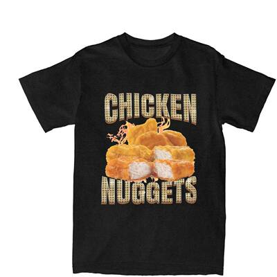 Chicken Nuggets Lover欧美创意趣味鸡块爱好者嘻哈潮流短袖T恤男