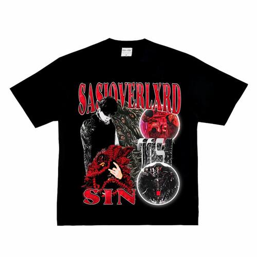 sasioverlxrd 孙敏捷 新说唱嘻哈街头复古美式纯棉小领长短袖tT恤