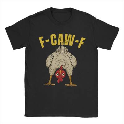 F Caw F Chickens 欧美趣味卡通大公鸡字母大码纯棉短袖T恤男女