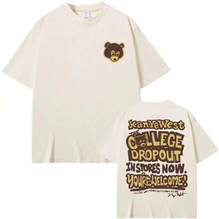 The College Dropout Graphics侃爷T恤男女式嘻哈说唱复古休闲TEE