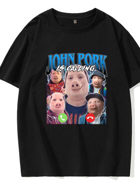 John Pork Is Calling Answer Call 约翰·波克在打电话男短袖T恤