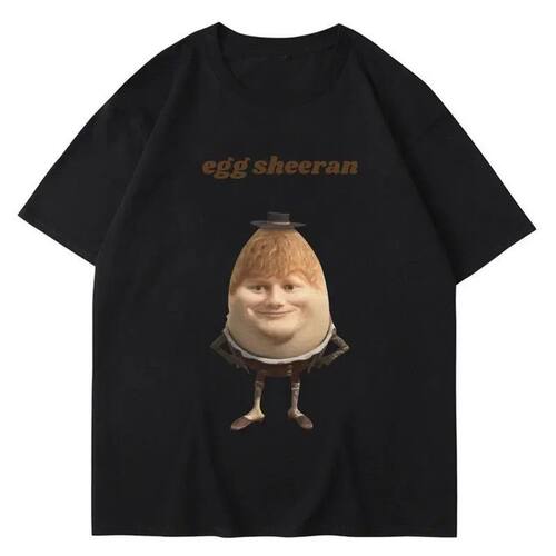 街头服饰搞笑蛋Egg Ed Sheeran图形印花短袖T恤男女个性化棉上衣