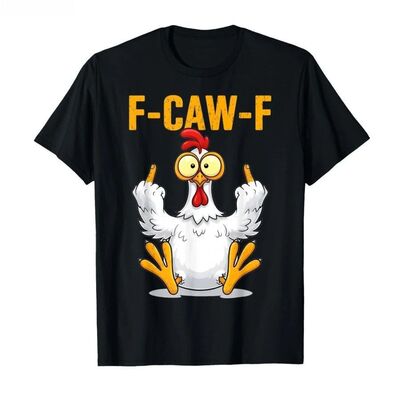 F-Caw-F Chicken 欧美趣味搞笑大公鸡字母休闲圆领短袖T恤男女