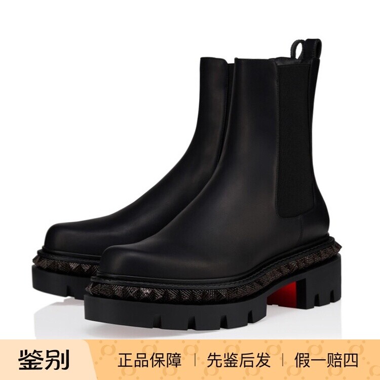 Christian Louboutin路铂廷25秋冬黑色女士套筒切尔西靴正品代购