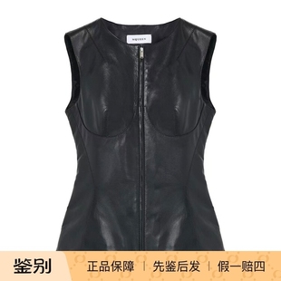 代购 25秋冬黑色羊皮女士马甲正品 838612Q5APU1 McQueen Alexander