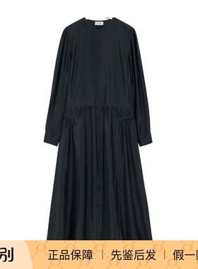 Lemaire 25秋冬 深灰色真丝纽扣女士连衣裙正品代购9LF1469BK999