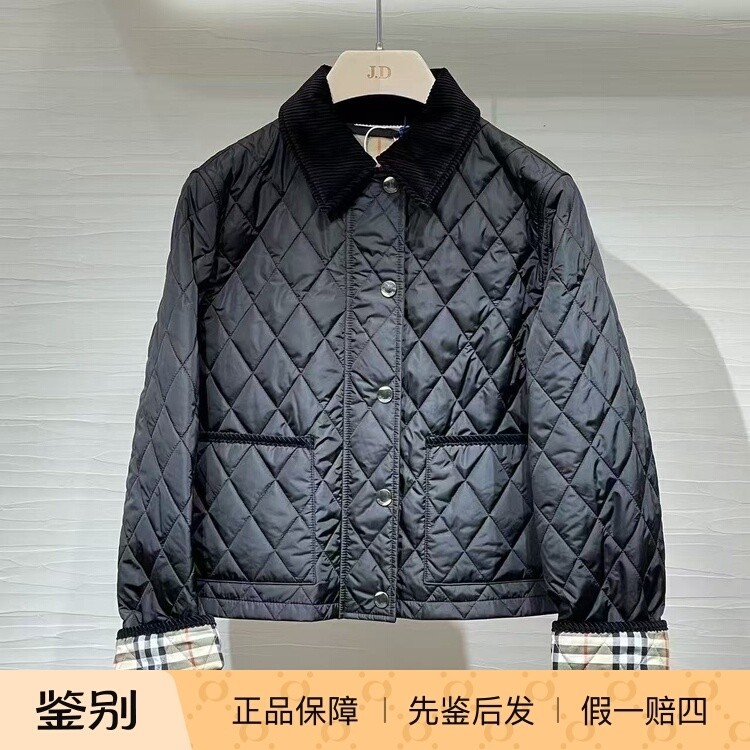 博柏利25秋冬黑格纹女士棉服