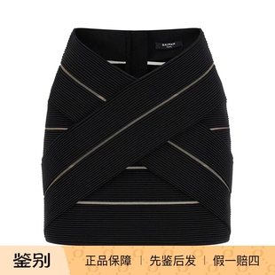 GF0LBB48KJ750PA 代购 balmain巴尔曼 26春夏黑色女V型腰半身裙正品