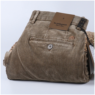 秋冬厚款经典条纹男士灯芯绒休闲裤弹高端奢华宽松直筒商务裤子男