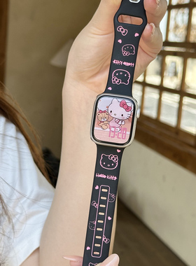 适用于苹果10代46mm可爱猫咪硅胶蝴蝶扣iwatchs98765/SE女Seies11