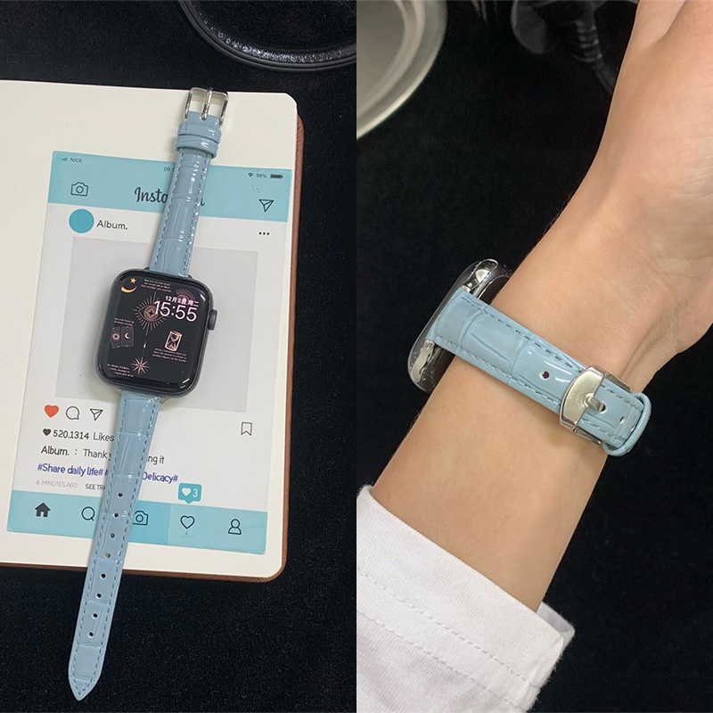 适用华为手表watch fit43表带FITT3冰面竹节亮皮GT6ht5/41M高级女
