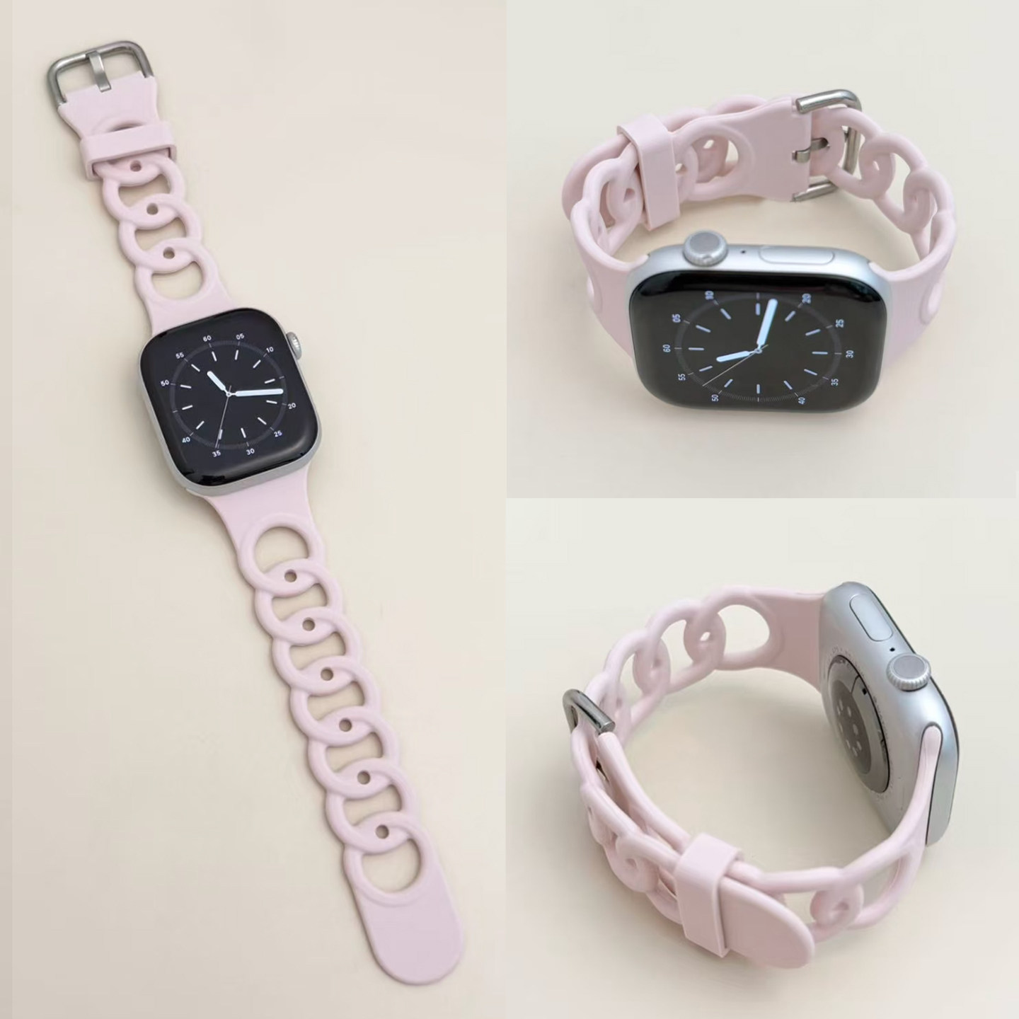 夏日圈圈透气硅胶适用苹果applewatch11代女款手表带iwatchs987SE